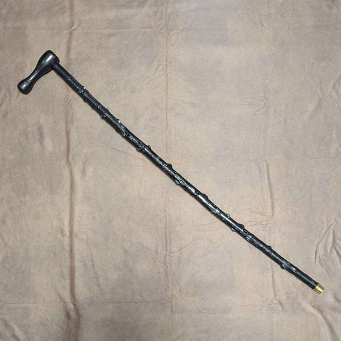 British Vintage Men's L-Handle Bramble Shaft Walking Stick 91cm
