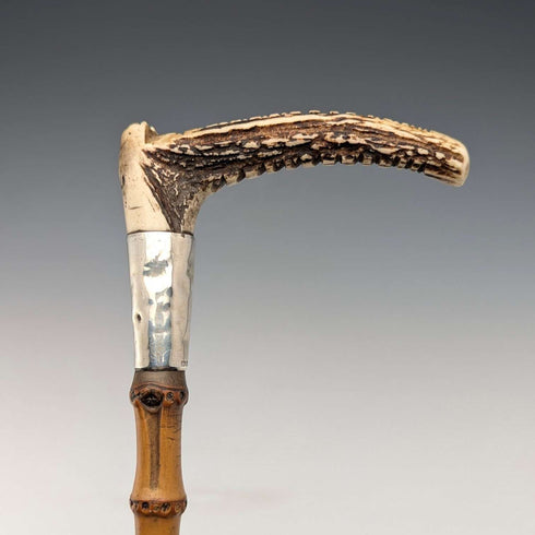 1886 British Antique Riding Crop with Antlers, 50cm