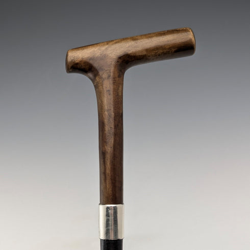 1883年 英国アンティーク レディース クラッチハンドル 純銀装飾 ステッキ 杖 81cm