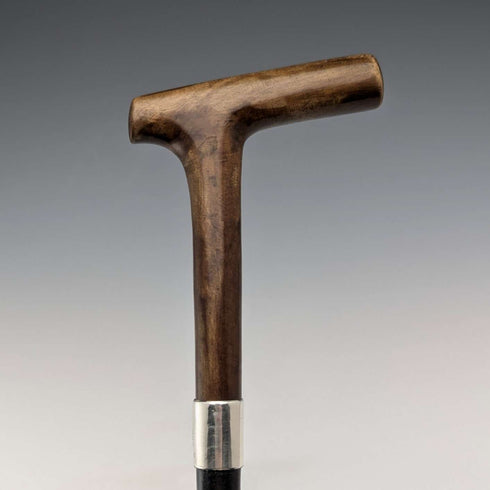 1883 British antique ladies clutch handle pure silver decorated walking stick 81cm