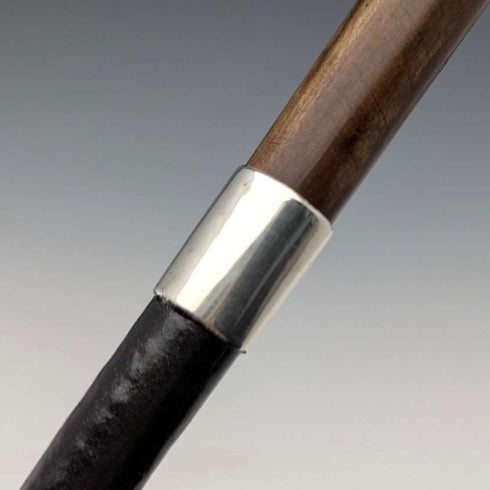 1883 British antique ladies clutch handle pure silver decorated walking stick 81cm