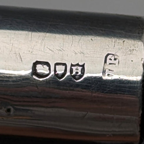 1883 British antique ladies clutch handle pure silver decorated walking stick 81cm