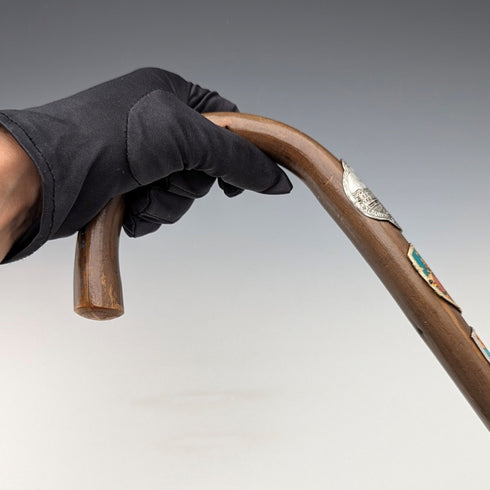 ヴィンテージ 紳士用 ヨーロッパ周遊 ツーリストステッキ ブラウンシャフト 88cm