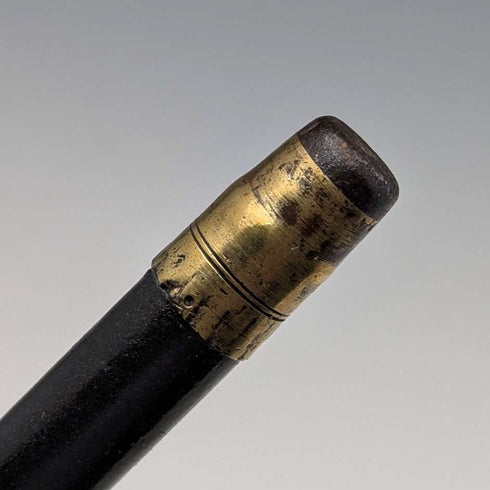 1918 British antique men's pure silver decorated horn handle walking stick 82cm