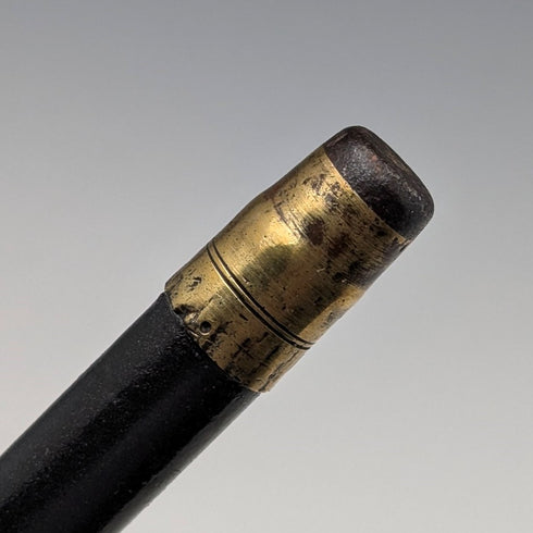 1918年 英国アンティーク 紳士用 純銀装飾 ホーンハンドル ステッキ 杖 82cm