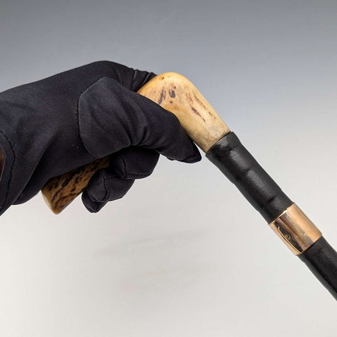 Antique British Gentleman's Antler L-Handle Walking Stick 86cm