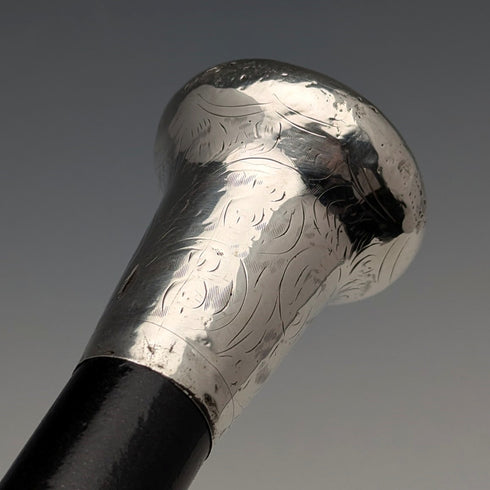 【取置中】1907年 英国アンティーク 紳士用 純銀製 丸ハンドル ステッキ 杖 92cm