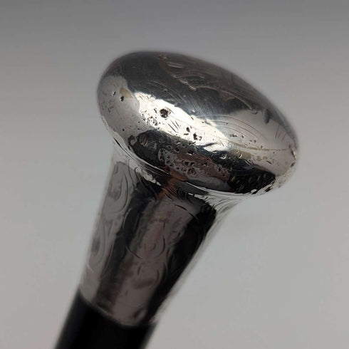 【取置中】1907年 英国アンティーク 紳士用 純銀製 丸ハンドル ステッキ 杖 92cm