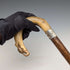 1899 British antique men's pure silver decorated horn handle walking stick 101cm