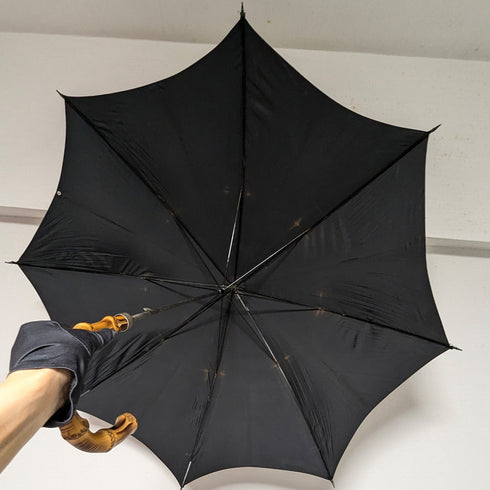 英国ヴィンテージ 紳士用アンブレラ バンブー曲がりハンドル 88cm