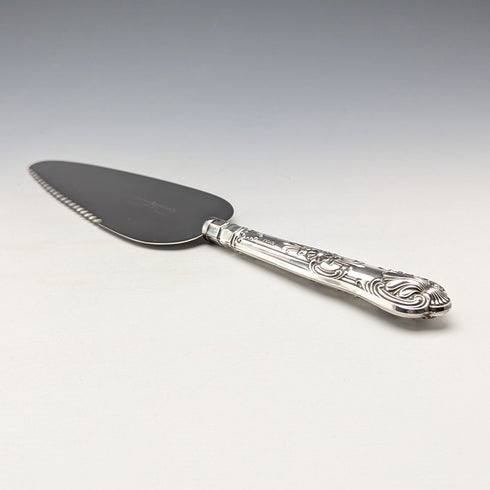 1962 British Vintage Sterling Silver Handle Cake Slicer, Boxed, Harrison Brothers