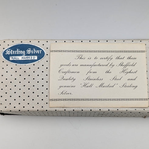 1962 British Vintage Sterling Silver Handle Cake Slicer, Boxed, Harrison Brothers
