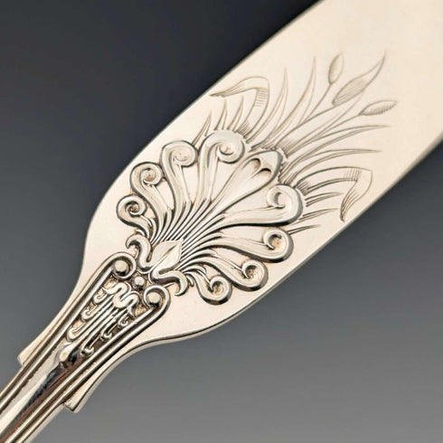 Antique British silver plate fish knife set of 6, Martin Hall