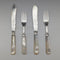 1877 British antique white mother-of-pearl handle, pure silver blade fish cutlery, 2 pairs, William Hutton & Sons