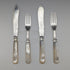 1877 British antique white mother-of-pearl handle, pure silver blade fish cutlery, 2 pairs, William Hutton & Sons