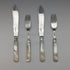 1877 British antique white mother-of-pearl handle, pure silver blade fish cutlery, 2 pairs, William Hutton & Sons