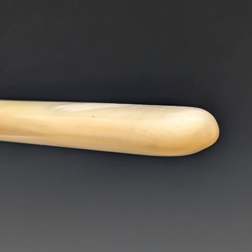 1877 British antique white mother-of-pearl handle, pure silver blade fish cutlery, 2 pairs, William Hutton & Sons