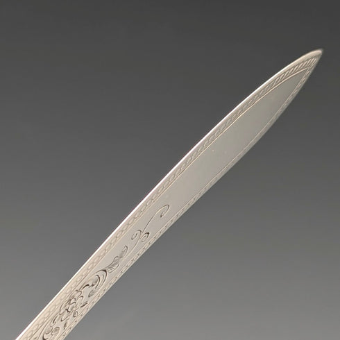 1877 British antique white mother-of-pearl handle, pure silver blade fish cutlery, 2 pairs, William Hutton & Sons