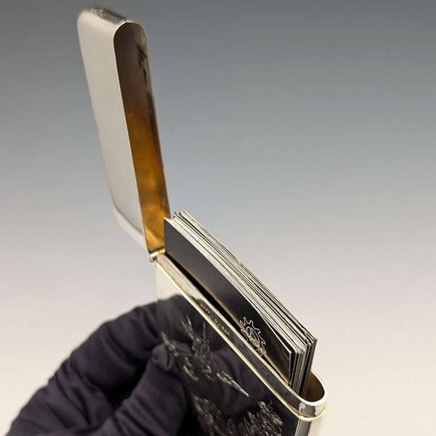 1897年 英国アンティーク 純銀製 カードケース ジャポニズム装飾 75g Mappin & Webb