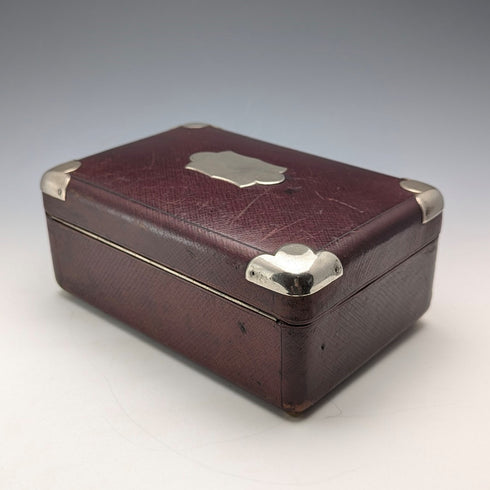 Early 20th Century British Antique Leather-Covered Jewelry Box with Pocket Watch Holder
