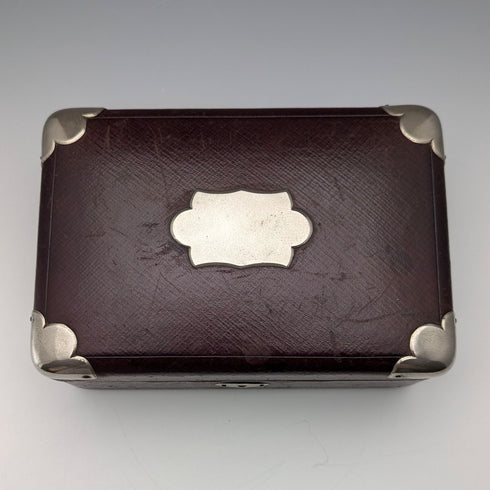 Early 20th Century British Antique Leather-Covered Jewelry Box with Pocket Watch Holder
