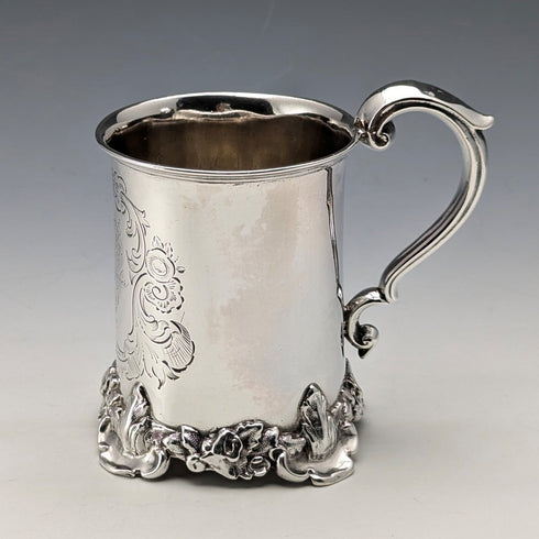 1851 British antique sterling silver mug 149g Henry Wilkinson