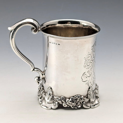1851 British antique sterling silver mug 149g Henry Wilkinson