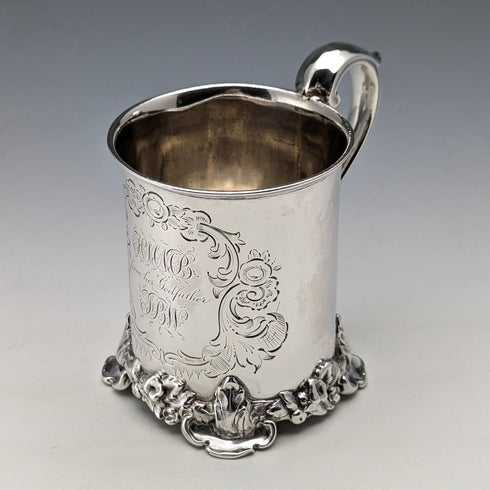 1851 British antique sterling silver mug 149g Henry Wilkinson