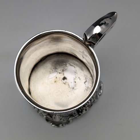 1851 British antique sterling silver mug 149g Henry Wilkinson