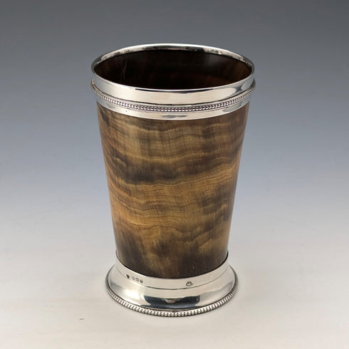 1872 British antique sterling silver horn beaker cup by Thomas Smiley