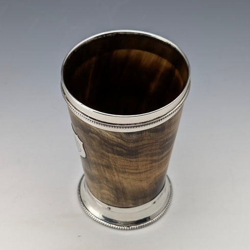 1872 British antique sterling silver horn beaker cup by Thomas Smiley