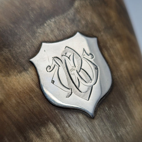 1872 British antique sterling silver horn beaker cup by Thomas Smiley