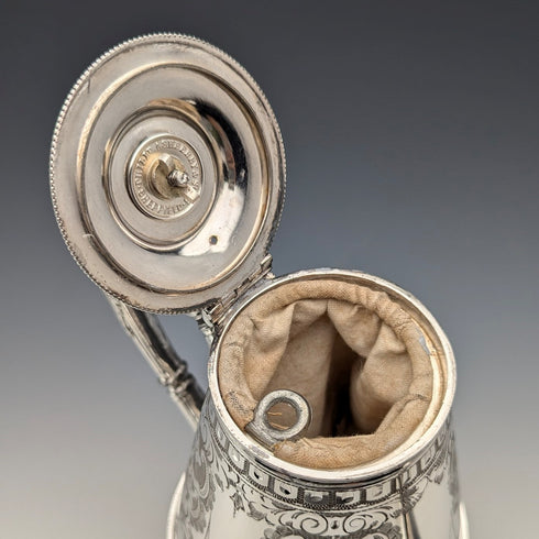 Antique British silver plate coffee pot, circa 1870, Philip Ashberry