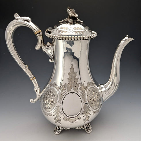 Late 19th Century British Antique Silver Plate Coffee Pot