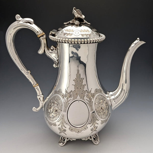 Late 19th Century British Antique Silver Plate Coffee Pot