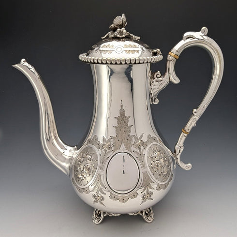 Late 19th Century British Antique Silver Plate Coffee Pot