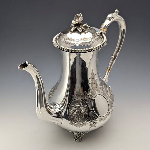 Late 19th Century British Antique Silver Plate Coffee Pot