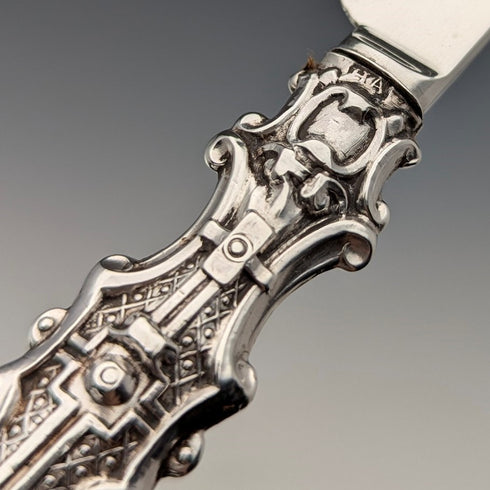 1833 British antique sterling silver dessert cutlery pair, total weight 74g, Thomas Sansom