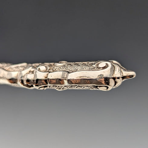 1833 British antique sterling silver dessert cutlery pair, total weight 74g, Thomas Sansom