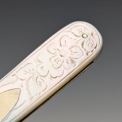 1907年 英国アンティーク 白蝶貝ハンドル 純銀ブレード ペンナイフ Arthur Worral Staniforth