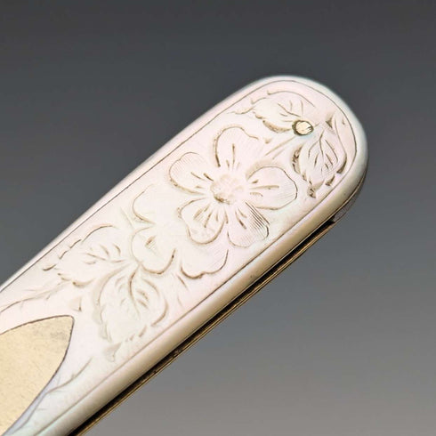 1907 British antique white mother-of-pearl handle, pure silver blade penknife, Arthur Worral Staniforth