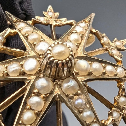 1909年 英国アンティーク 9ctゴールド&パール ペンダントブローチ