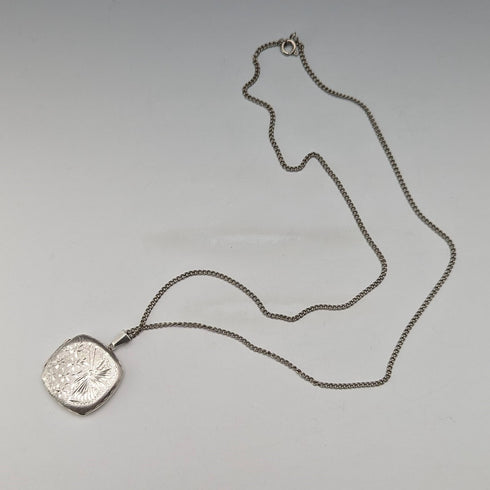 1977 年英國復古純銀盒式吊墜和項鍊 JAC