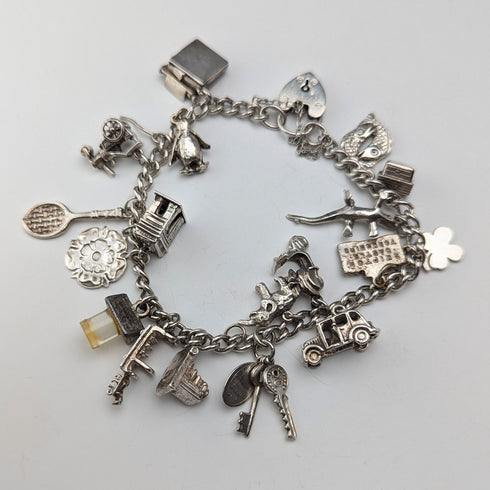 1957 英國復古純銀吊飾手鍊 47 克 WJS