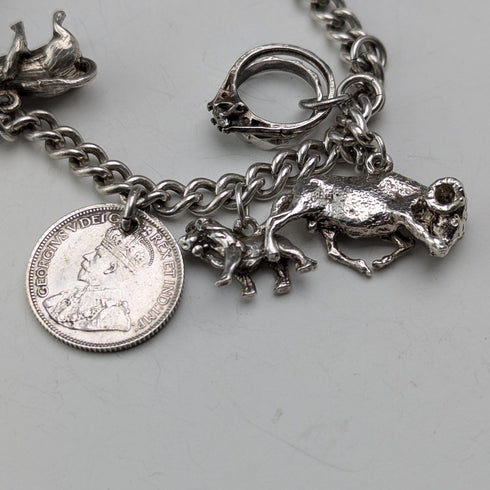 1970 年代英國復古純銀吊飾手鍊 48 克