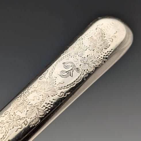 1894 British antique pure silver fruit cutlery set, 12 pairs, 783g total, RF Mosley, in wooden box