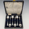 1914 British antique sterling silver tea spoon set of 6 in case, Robert Pringle & Sons