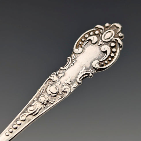 1914 British antique sterling silver tea spoon set of 6 in case, Robert Pringle & Sons