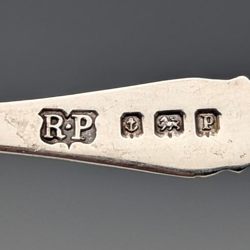 1914 British antique sterling silver tea spoon set of 6 in case, Robert Pringle & Sons