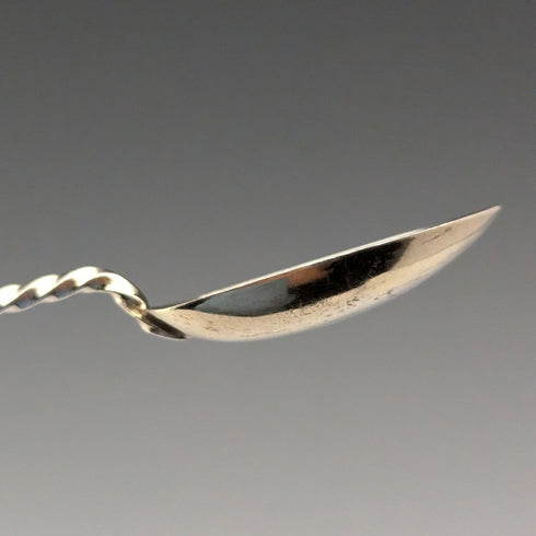 1908 British antique sterling silver tea spoon set of 6 in case by William Devenport